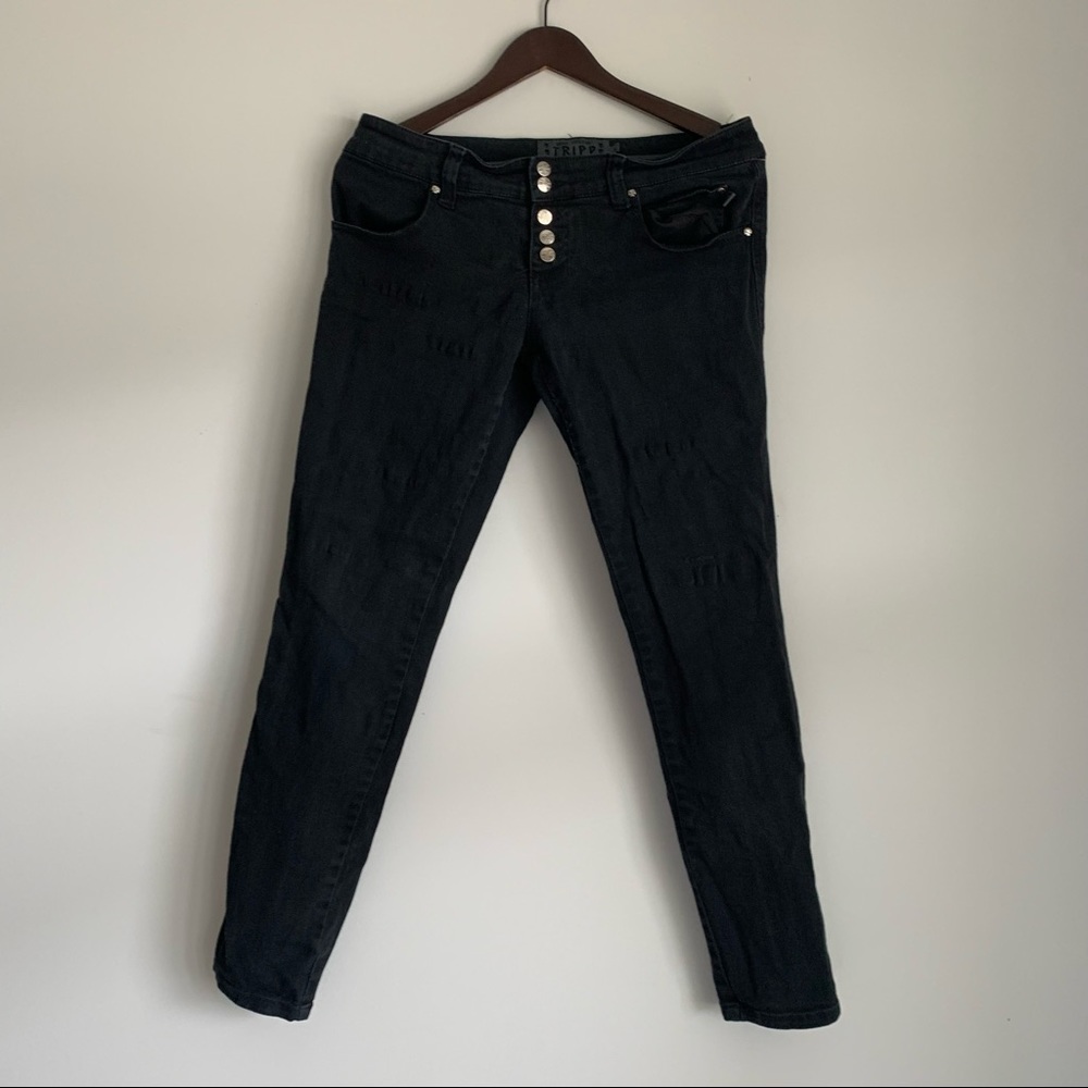 Tripp NYC Black Button Fly Straight Leg Denim Jeans 9